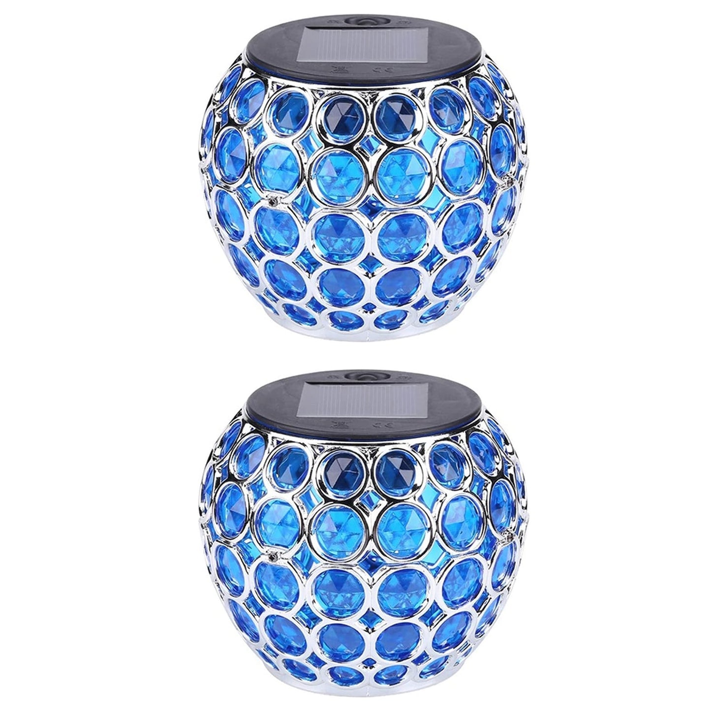 2Pcs Solar Lamp Retro Hollow Lantern Mosaic Ball Lamp