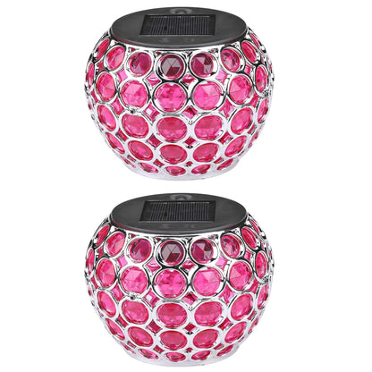 2Pcs Solar Lamp Retro Hollow Lantern Mosaic Ball Lamp