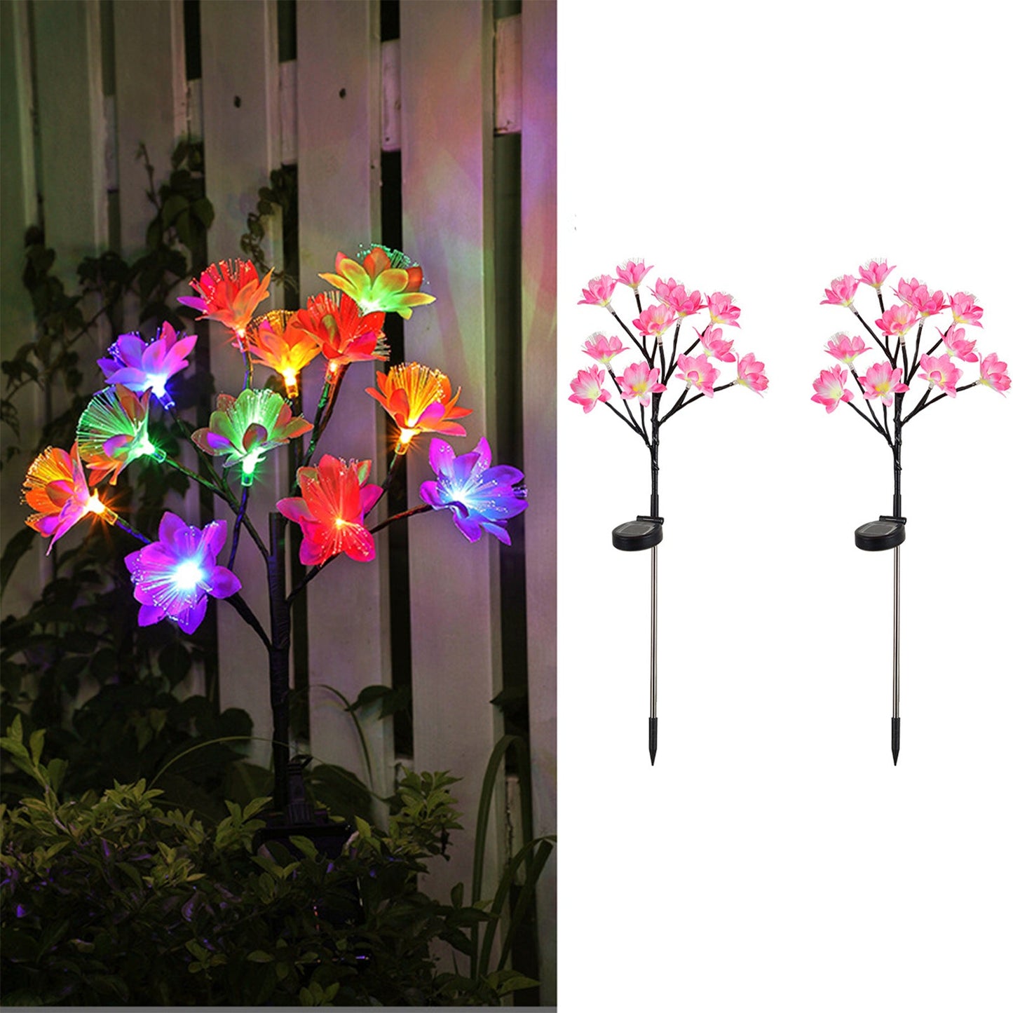 2pcs Solar Garden Lights Orchid Flower Outdoor Stake