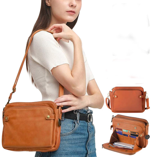Three-Layer Crossbody PU Leather Shoulder Bag