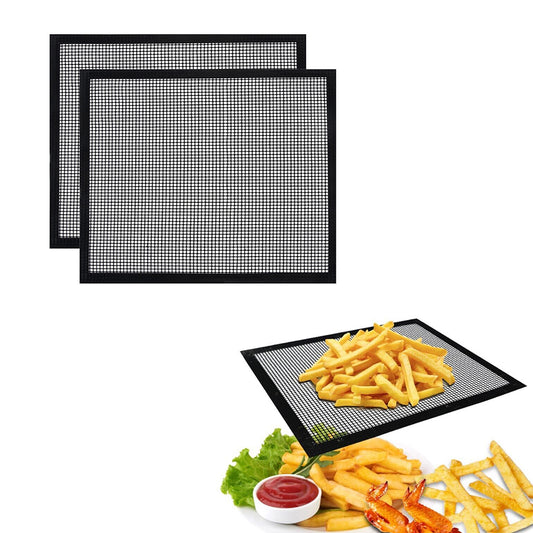 2Pcs Non Stick Reusable BBQ Mesh Grill Mat