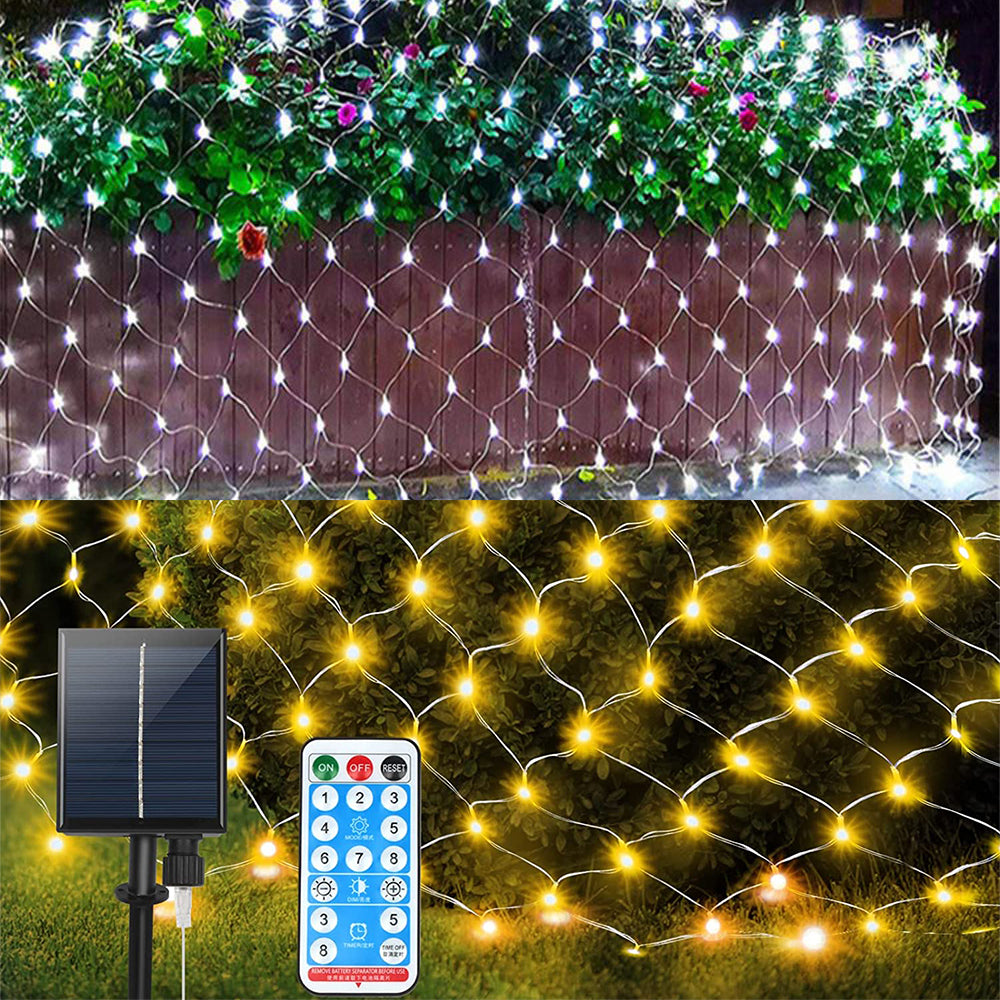 3x2m 200 LED Solar Power Net Lights with Remote Control