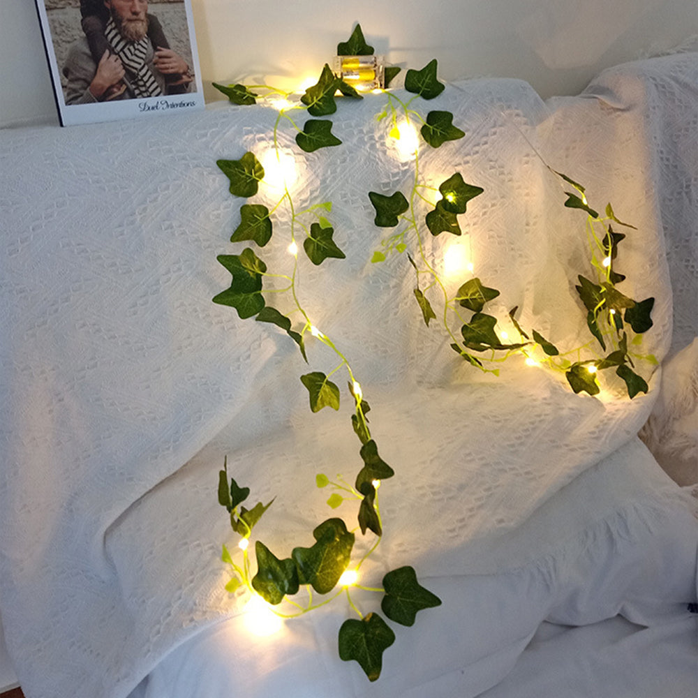 Battery-powered Artificial Ivy Leaf Plant with 5 Meter 50LED Fairy Window Curtain String Lights