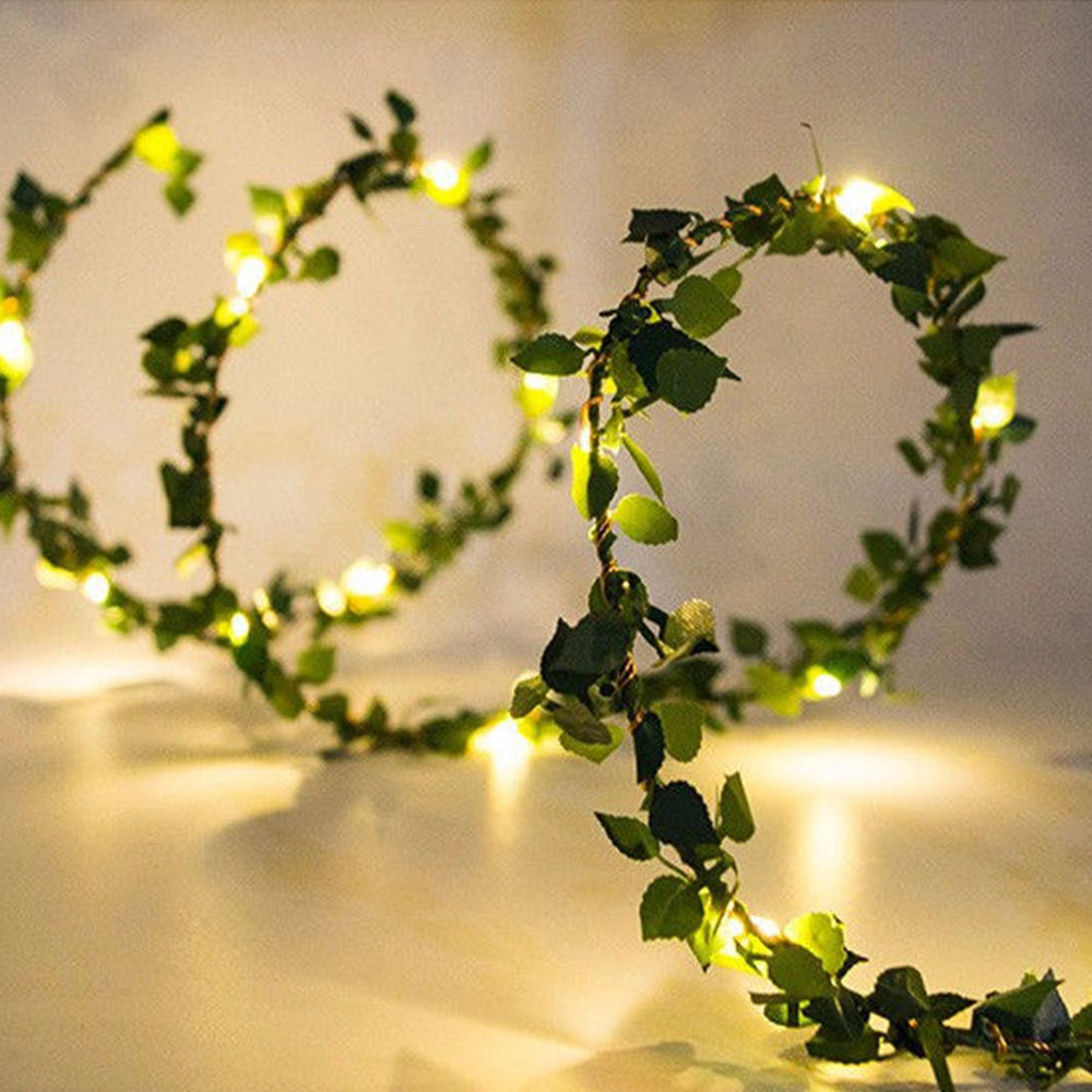 Battery-powered Artificial Ivy Leaf Plant with 5 Meter 50LED Fairy Window Curtain String Lights