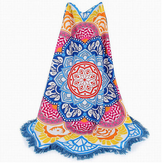 2Pcs Bohemian Lotus Flower Beach Towel Blanket