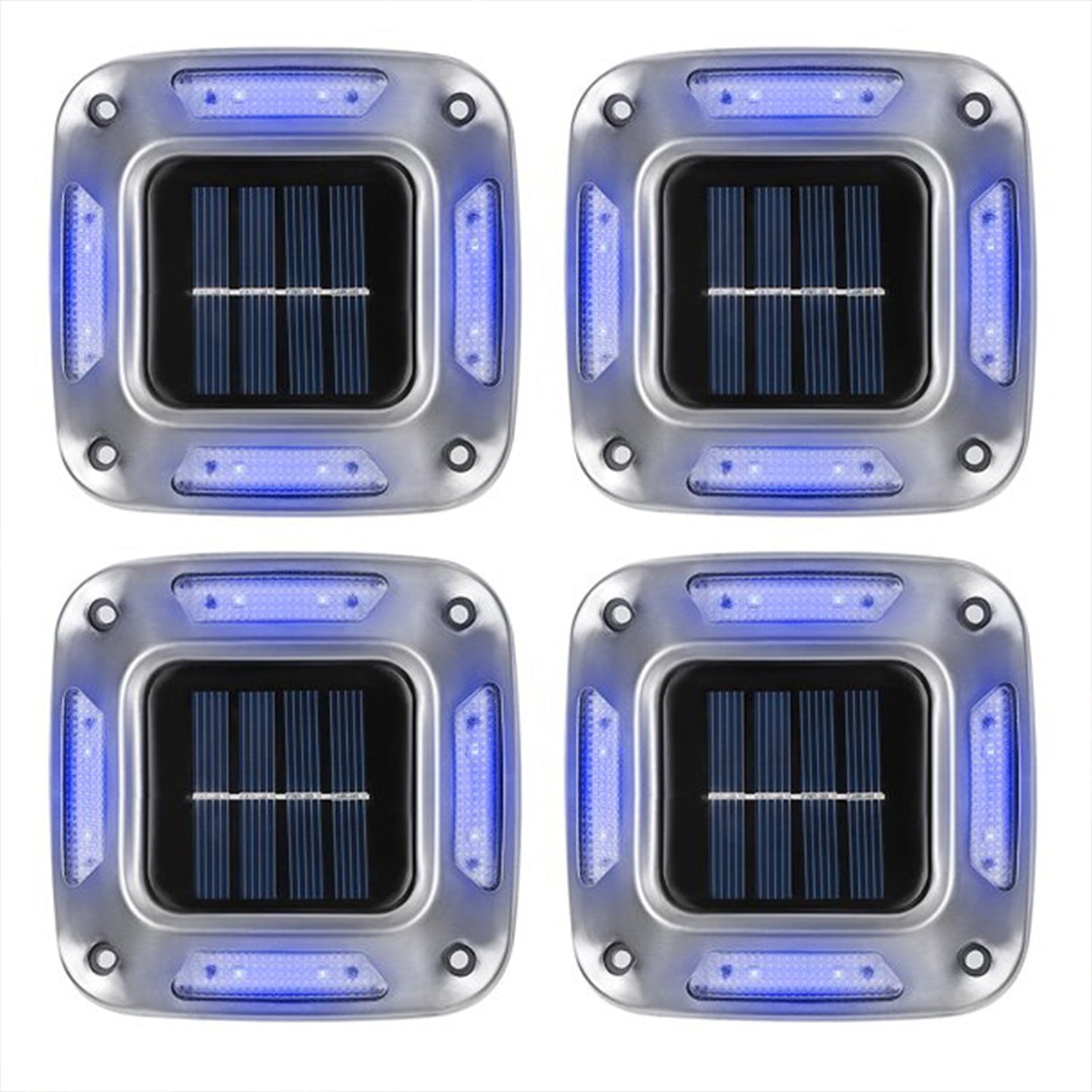 4Pcs 8LED Solar Powered Deck Lights Garden Path Wall Lamp