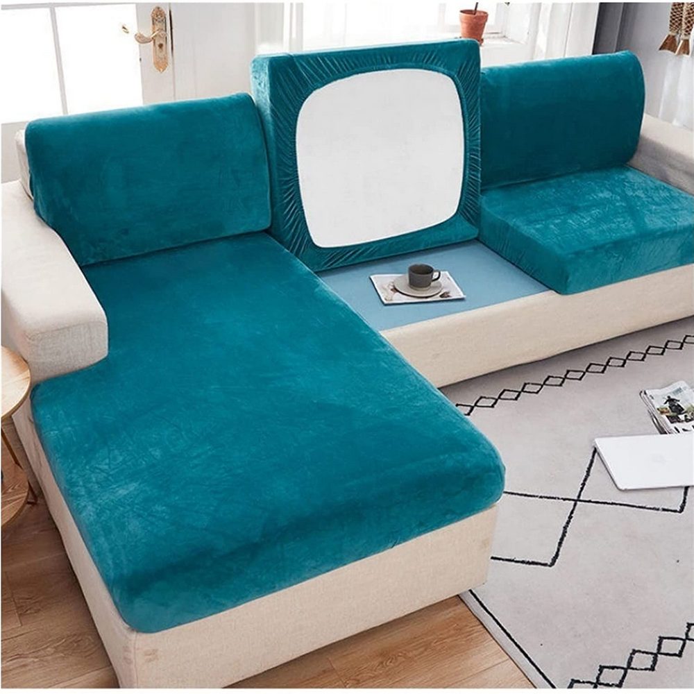 Stretch Velvet Slipcovers-Blue