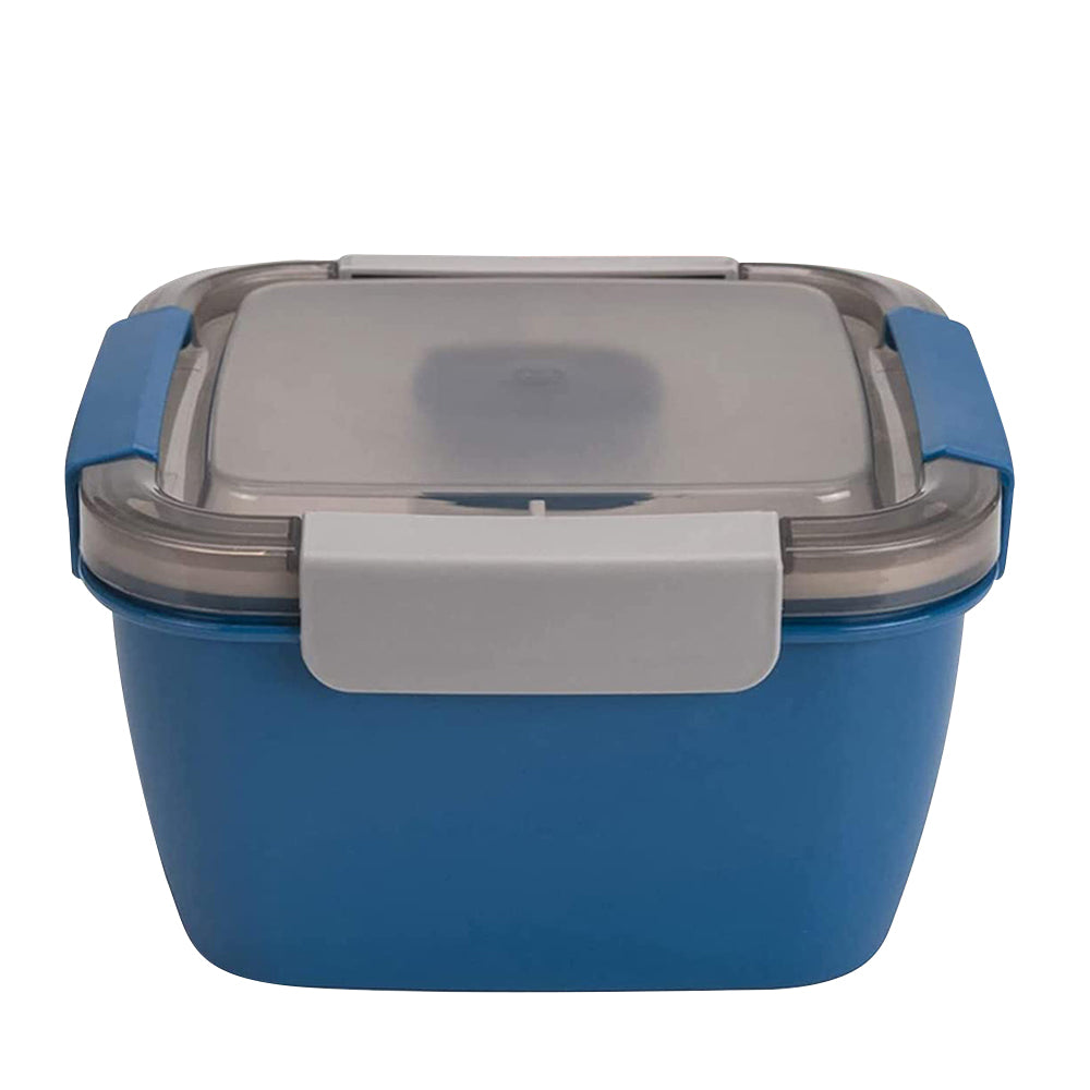 2 Layer Salad Lunch Container with Large Bowl 3-Compartment Tray A Sauce Container and A Reusable Fork