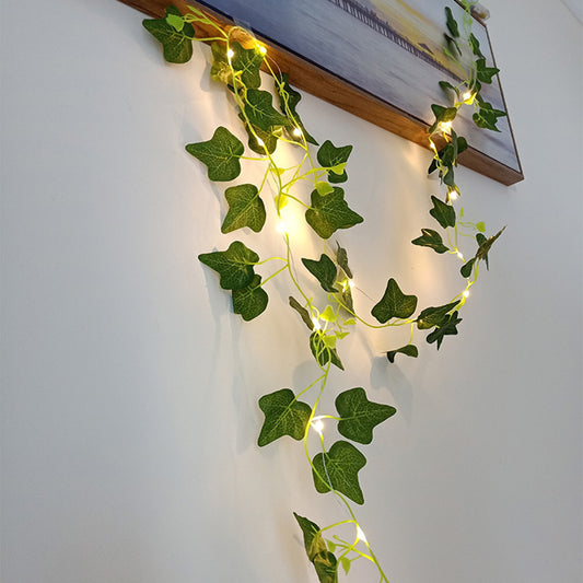 Battery-powered Artificial Ivy Leaf Plant with 5 Meter 50LED Fairy Window Curtain String Lights