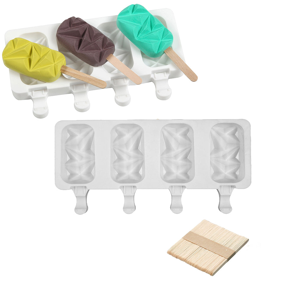 4 Cell Silicone Frozen Ice Cream Mould-Diamond Shape