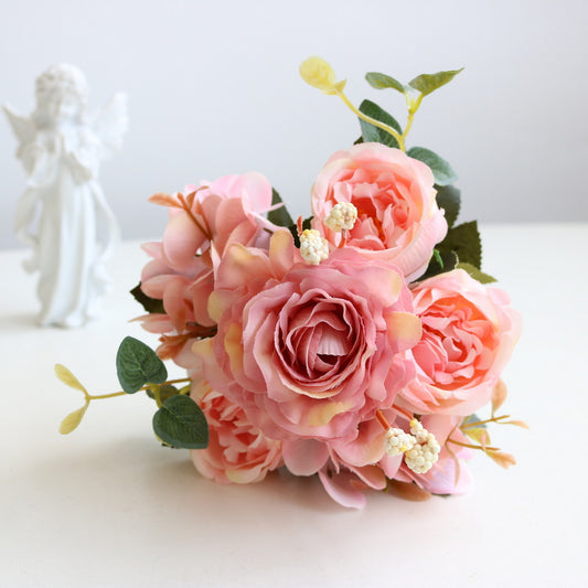 Artificial Peonies Flower Roses Flowers Silk Flowers Bouquet Decor-Pink