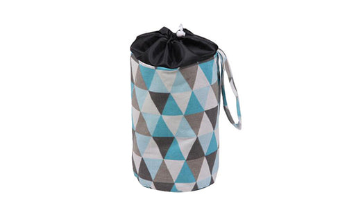 Toy Storage Basket and Play Mat -Blue And Gray Triangle