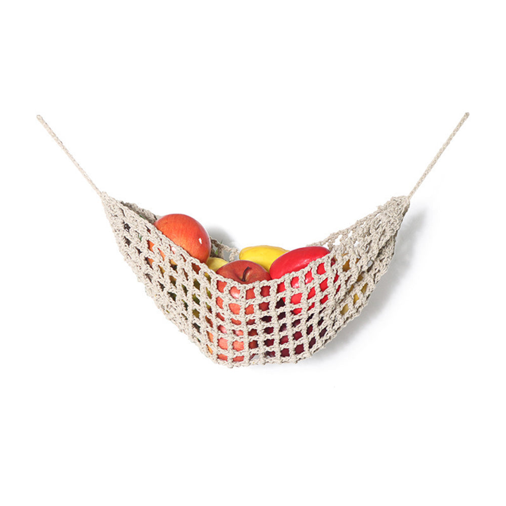 2pcs Woven Fruit Hammock Holder Cotton Under Cabinet Hanging Net Basket