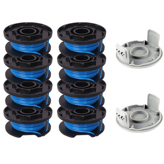 8Pcs Replacement Trimmer Spool & Line Strimmer +Cap For Ryobi Grass Trimmer