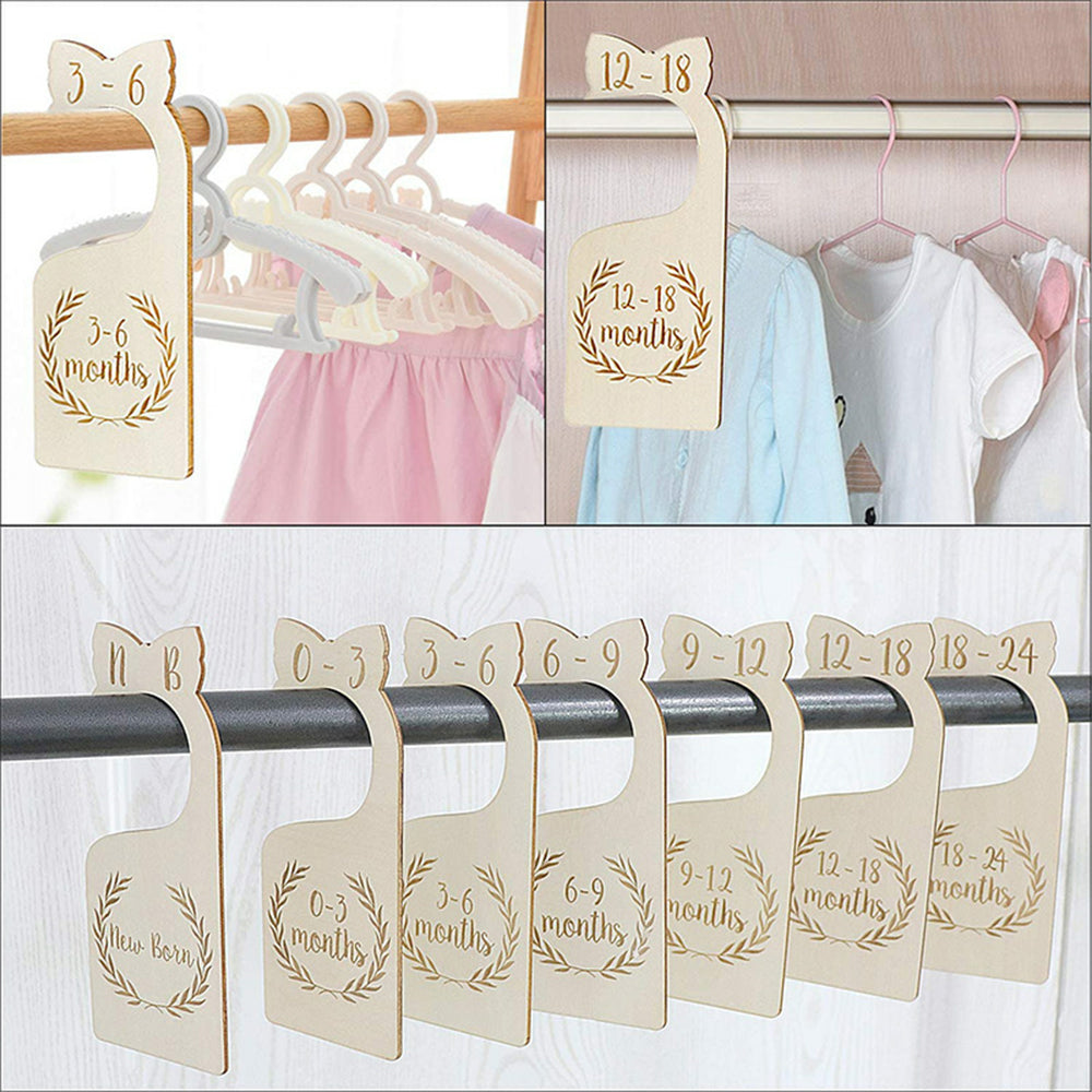 7Pcs Wooden Newborn  Kids Clothes Dividers Closet Wardrobe Nursery