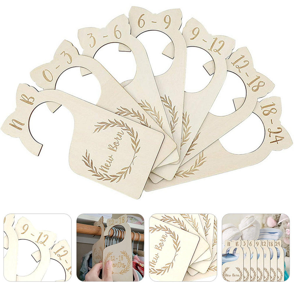 7Pcs Wooden Newborn  Kids Clothes Dividers Closet Wardrobe Nursery