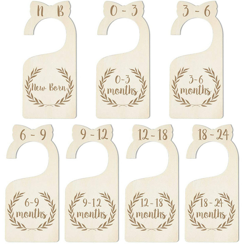 7Pcs Wooden Newborn  Kids Clothes Dividers Closet Wardrobe Nursery