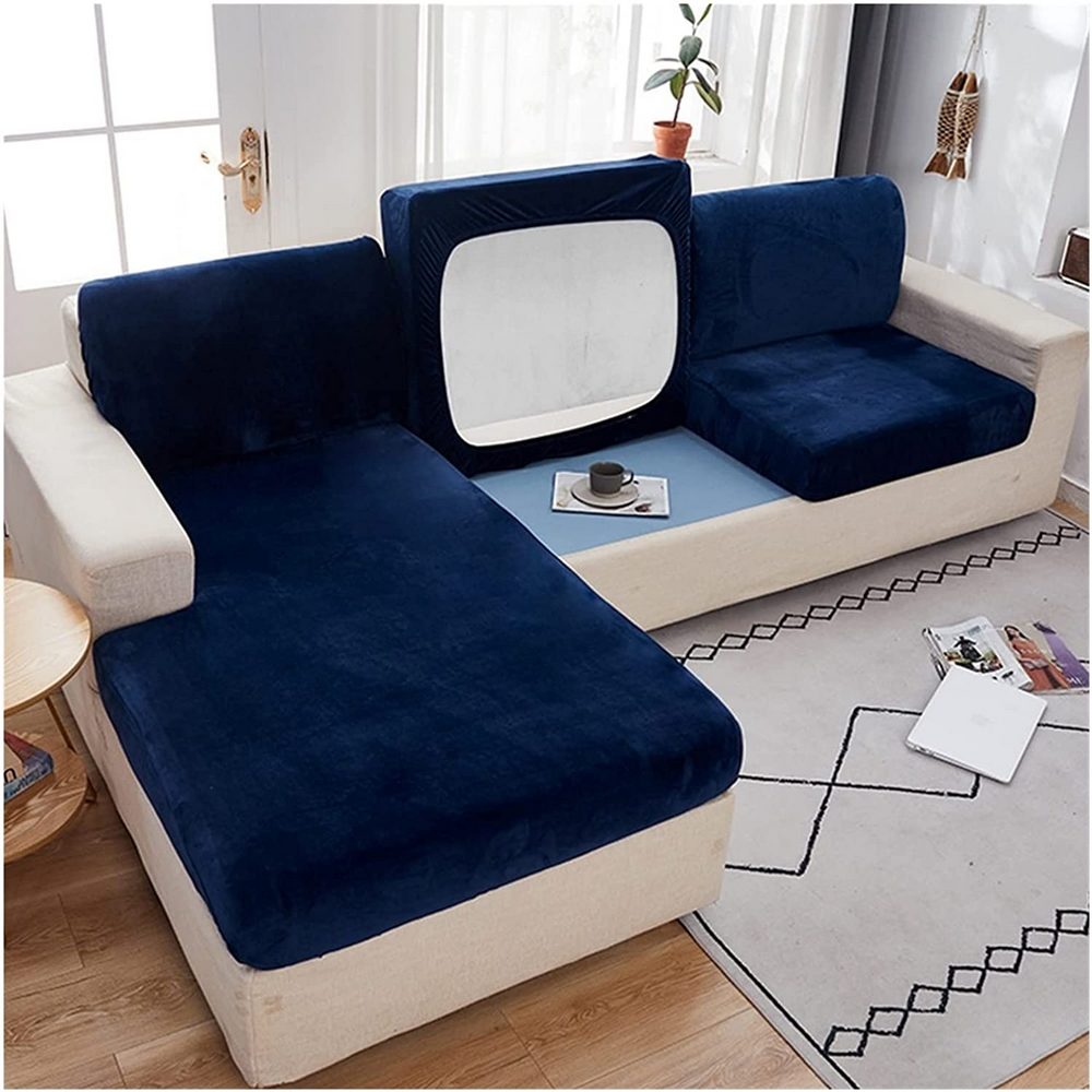 Stretch Velvet Slipcovers-Navy