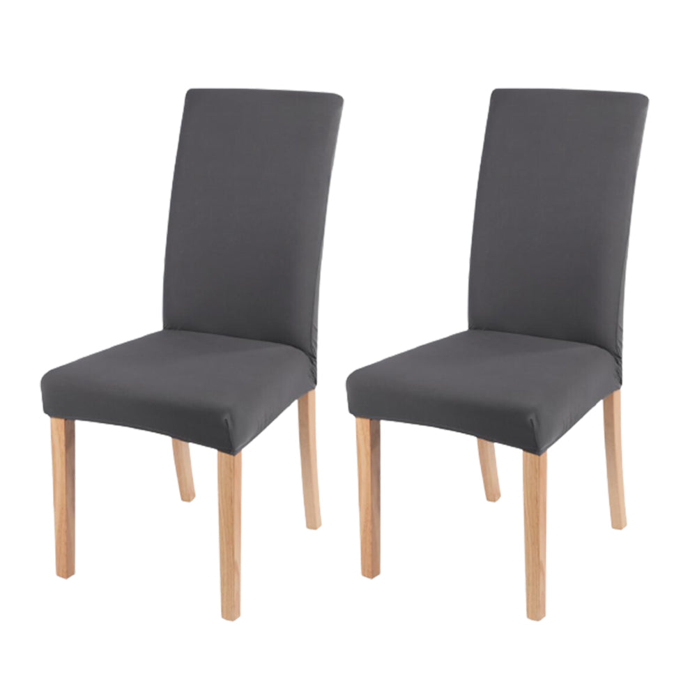 2Pcs Stretch Dining Chair Slipcover - Grey