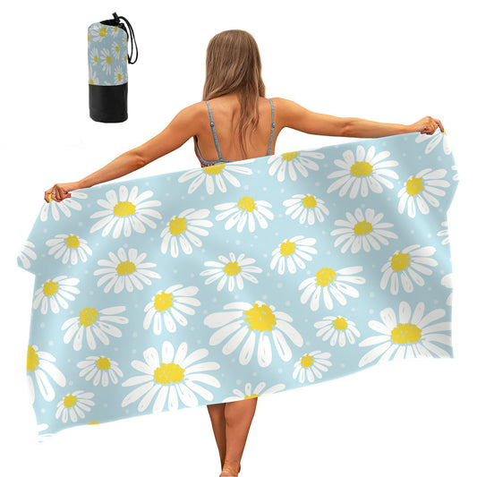 80 x 160cm Quick Dry Beach Towel With Storage Bag-Daisy