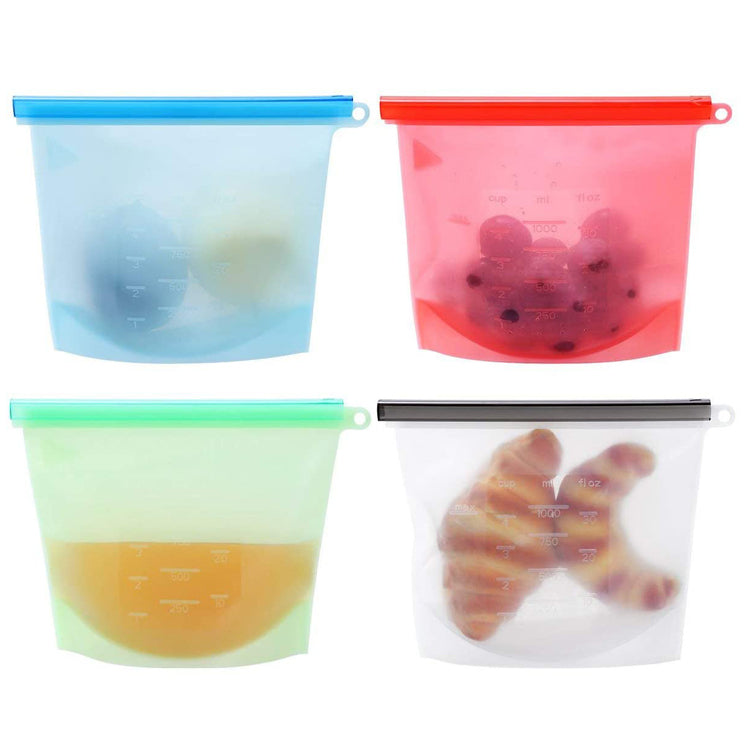 4-Pack Reusable Silicone Food Storage Container Versatile Bag