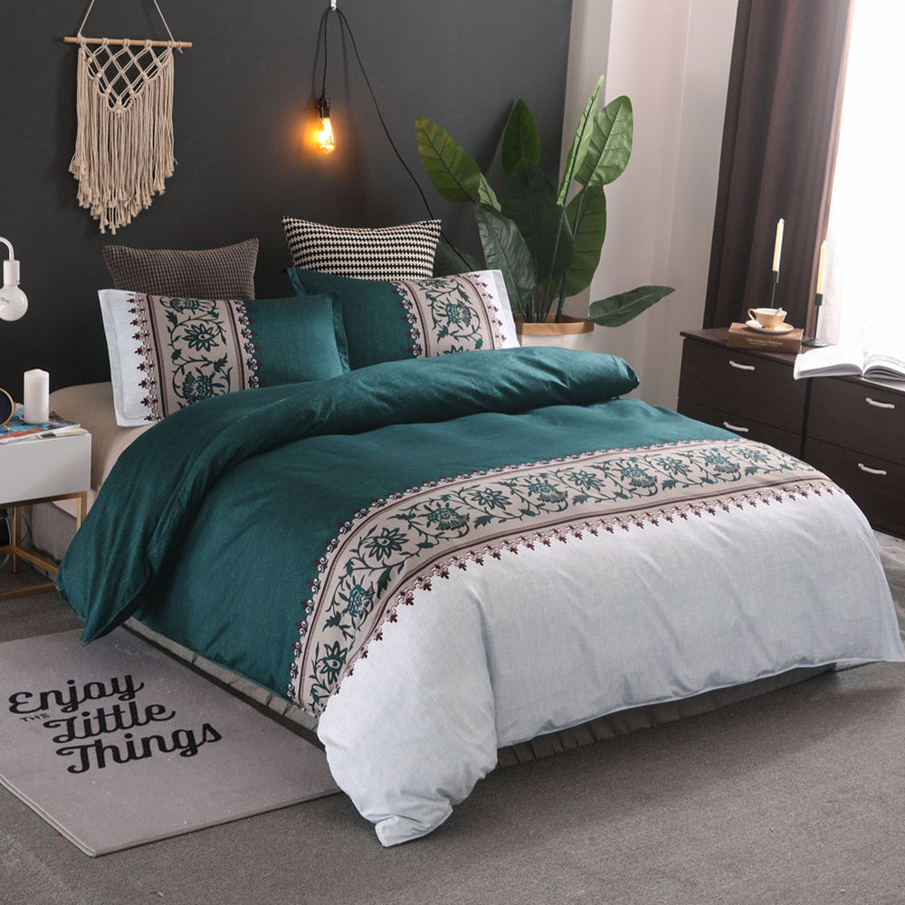 Quilt Cover Bedding Set-King/Peacock Blue