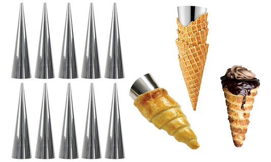 10- Pack Large Baking Cones Cream Horn Mould