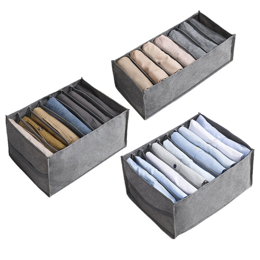 3pcs Stackable Clothes Storage Boxes with Compartments for Home