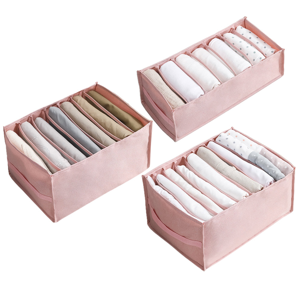 3pcs Stackable Clothes Storage Boxes with Compartments for Home