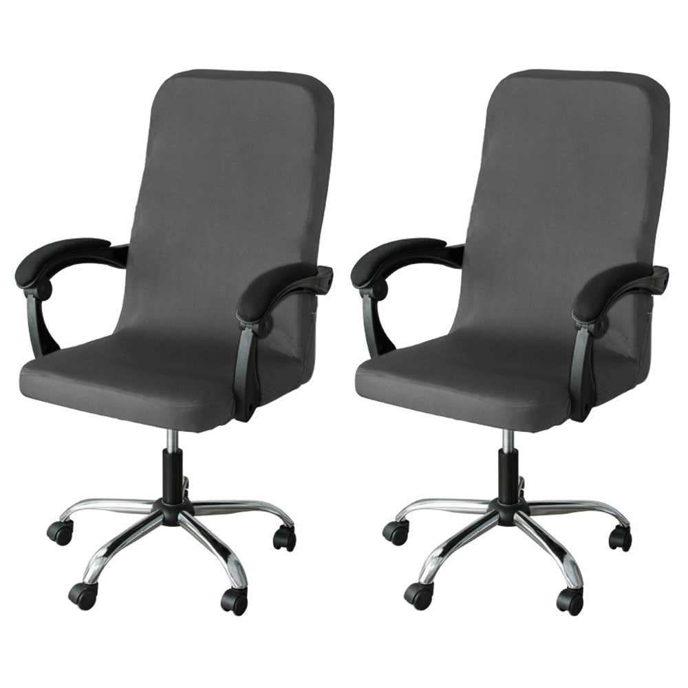 2Pcs Office Chair Cover Water Resistant Computer Chair Slipcovers-Dark Grey