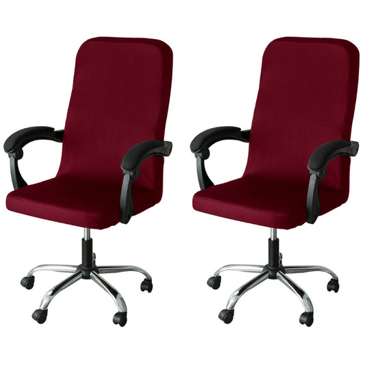 2Pcs Office Chair Cover Water Resistant Computer Chair Slipcovers-Wine Red