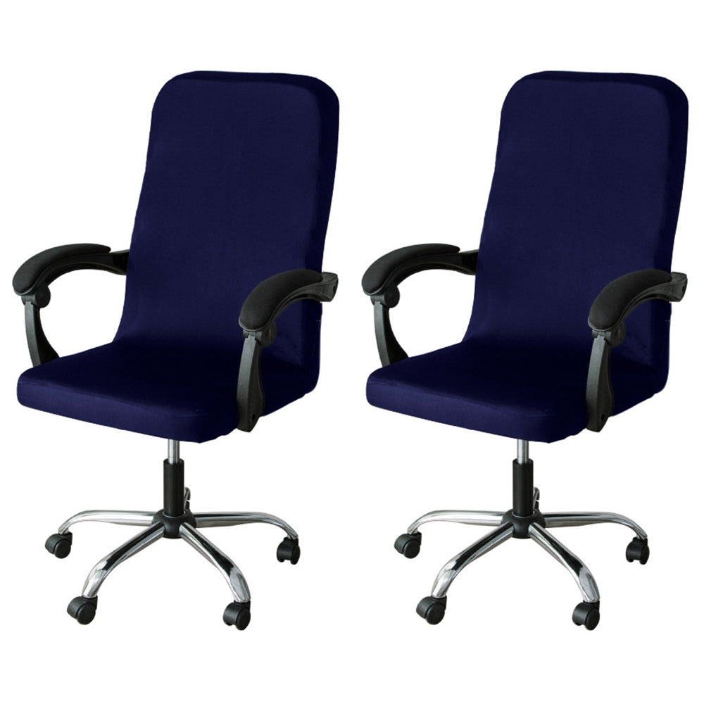 2Pcs Office Chair Cover Water Resistant Computer Chair Slipcovers-Navy