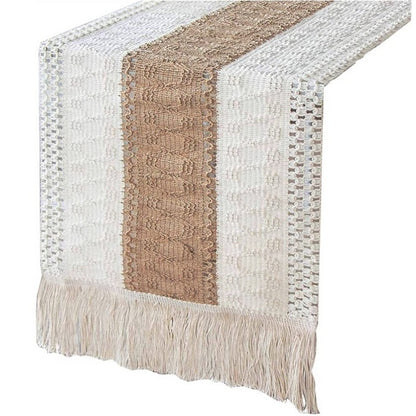 Macrame Table Runners with Tassels Natural Burlap Cotton Table Flag