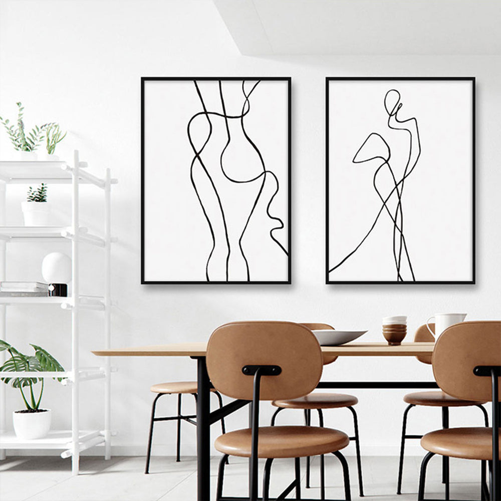 4Pcs Line Art Prints Abstract Figure Printing Canvas Modern Wall Art Home Decor