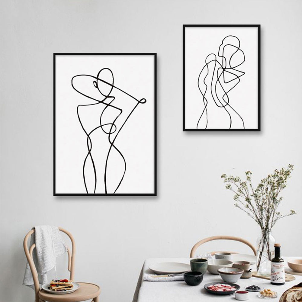 4Pcs Line Art Prints Abstract Figure Printing Canvas Modern Wall Art Home Decor