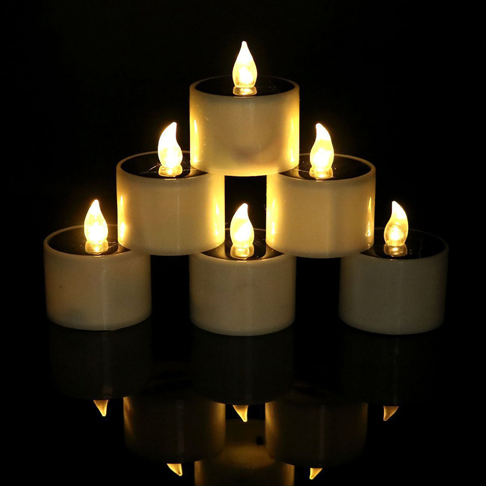 6PCS Solar Powered LED Flickering Flameless Candle Light