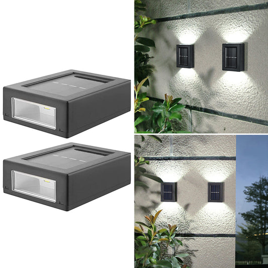 2pcs Solar Wall Light UP and Down Illuminate Outdoor Sunlight Sensor Lamp