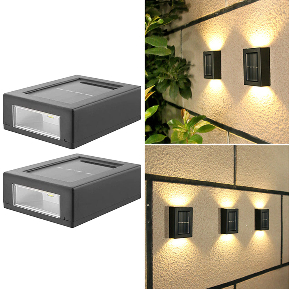 2pcs Solar Wall Light UP and Down Illuminate Outdoor Sunlight Sensor Lamp