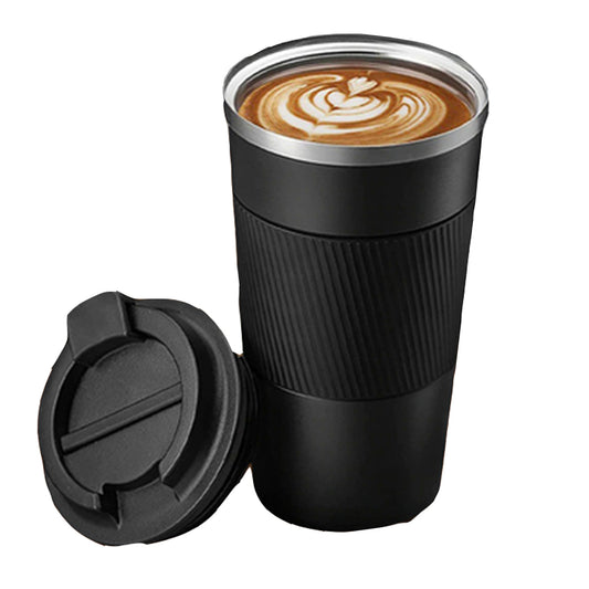 Insulated Stainless Steel Vacuum Double Wall Coffee Tumbler with Screw Lid-Black