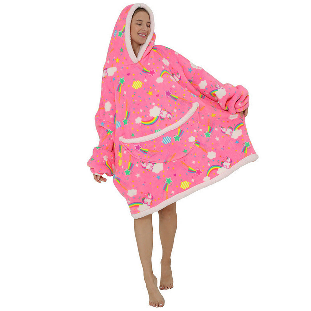 Oversized Wearable Blanket Sherpa Fleece Hoodie Sweatshirt Blanket for Adults