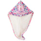2Pcs Super Absorbent Microfiber Hair Towels with Button Bath Shower Cap-Purple&pink