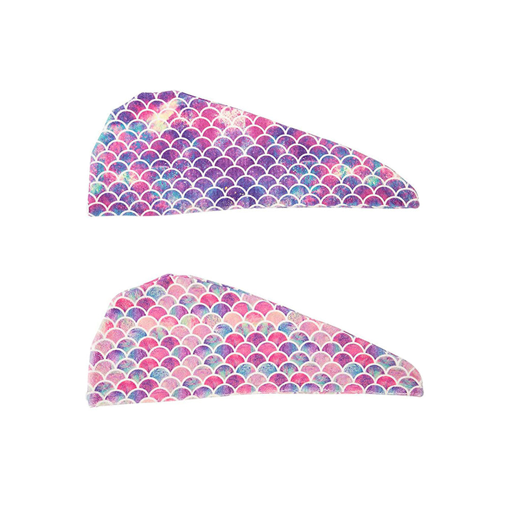 2Pcs Super Absorbent Microfiber Hair Towels with Button Bath Shower Cap-Purple&pink