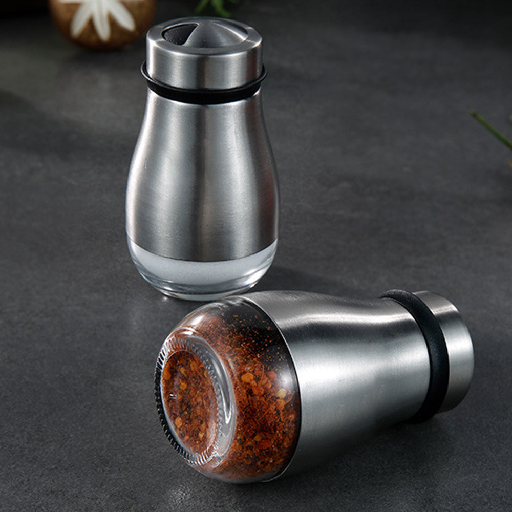 2pcs 304 Stainless Steel Salt and Pepper Shakers Set with Adjustable Pour Holes