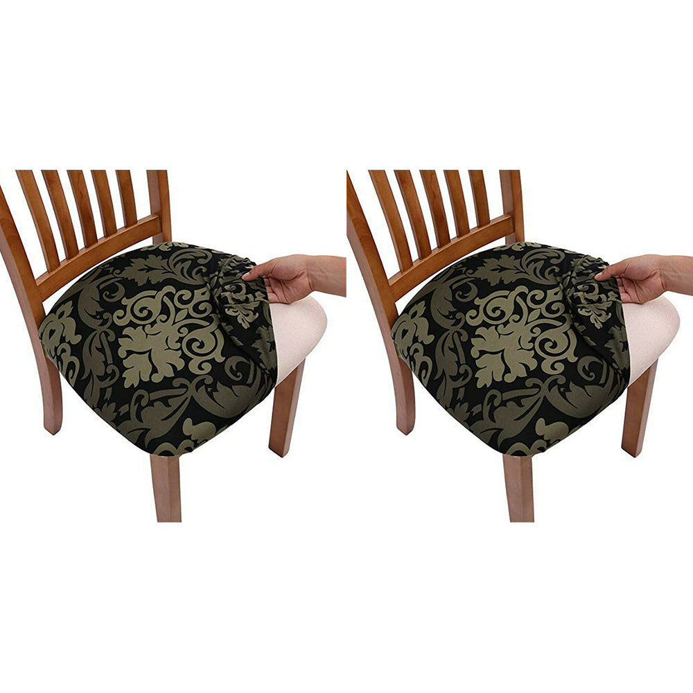 2Pcs Printed Stretch Dining Chair Seat Covers