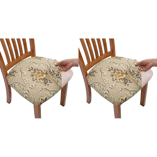 2Pcs Printed Stretch Dining Chair Seat Covers