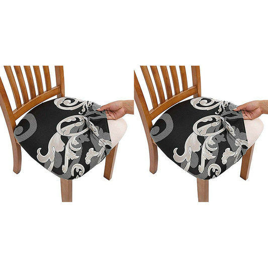 2Pcs Printed Stretch Dining Chair Seat Covers