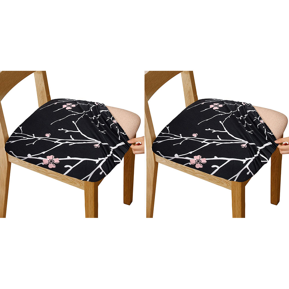 2Pcs Printed Stretch Dining Chair Seat Covers