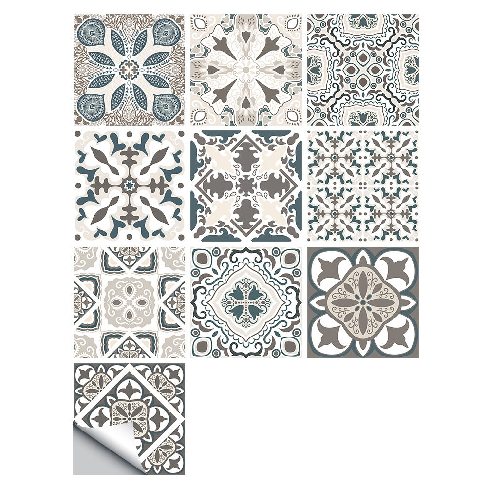 10pcs Moroccan Style Tile Wall Stickers-Grey and Navy