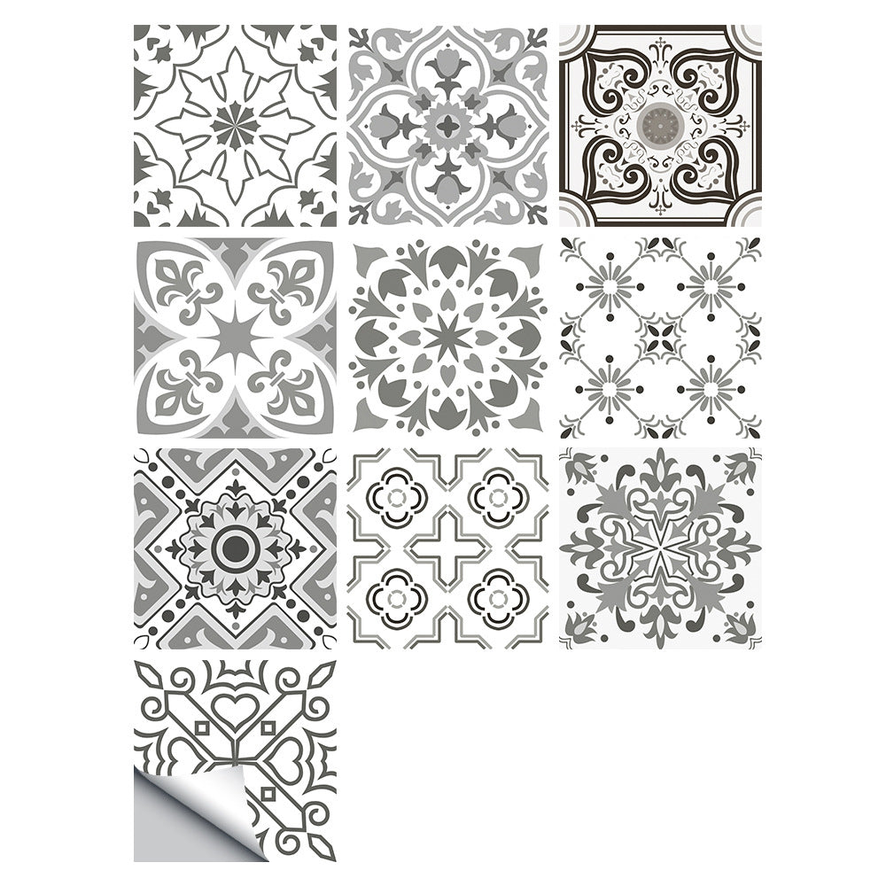 10pcs Moroccan Style Tile Wall Stickers-Grey