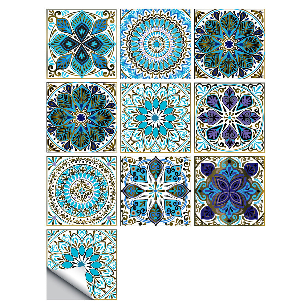 10pcs Moroccan Style Tile Wall Stickers-Blue